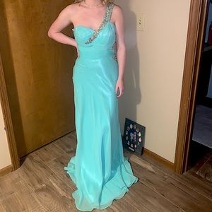 teal prom dress